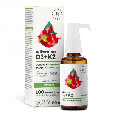 Witamina D3 2000 IU + K2 Vegan, krople 50 ml