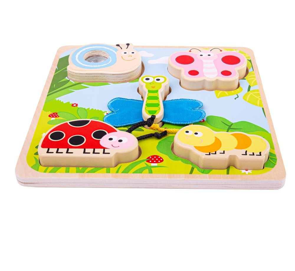 Bigjigs Toys Drewniane puzzle sensoryczne dla dziecka Robaczki