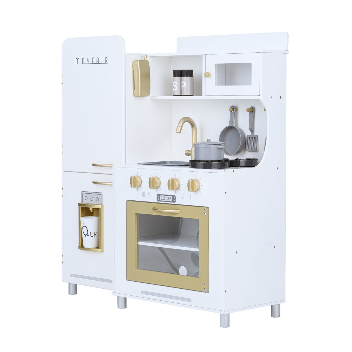 Teamson Kids Mayfair Dzieci Drewniana Kuchnia do Zabaw 11 akcesoriów Biała TD-13302D