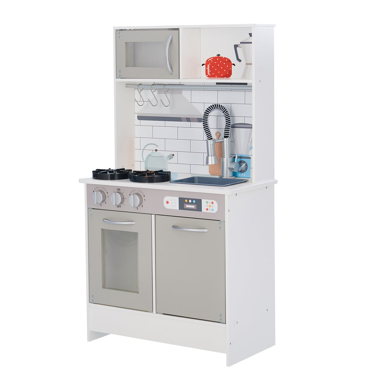 Teamson Kids Mały szef kuchni Valencia Klasyczna Zabawkowa Kuchnia Szara TD-12913G