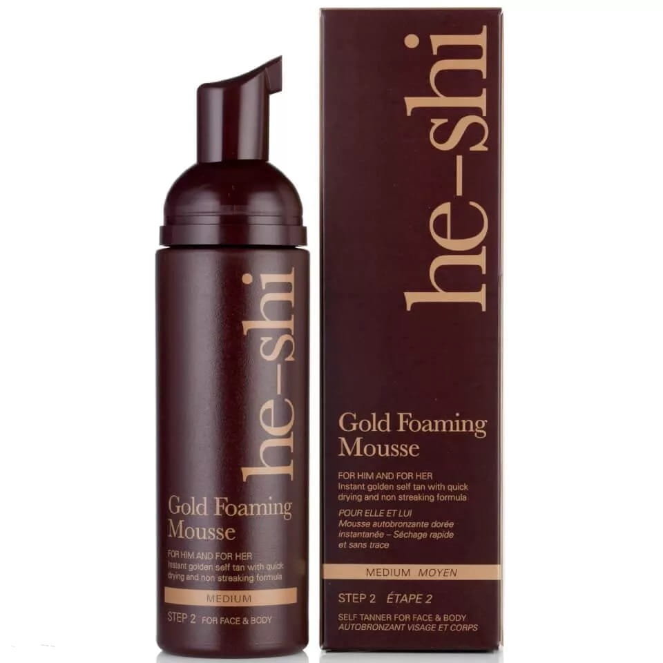 He-Shi HE-SHI złota foaming Mousse nośnik Step 2 Instant Golden Self Tan with Quick Drying and Non streaking Formula 150 ML FTHSGFM150