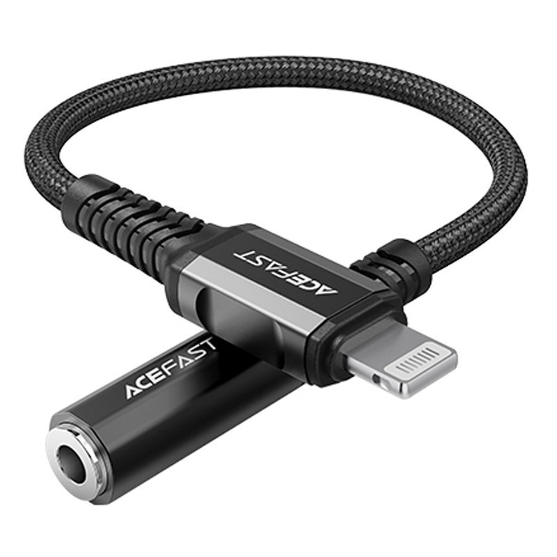 Acefast Acefast kabel audio MFI Lightning - 3,5mm mini jack (żeński) 18cm, AUX czarny (C1-05 black) C1-05-L-3,5mm black