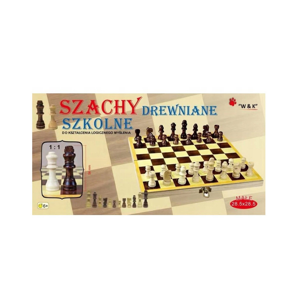 Małe szachy szkolne drewniane