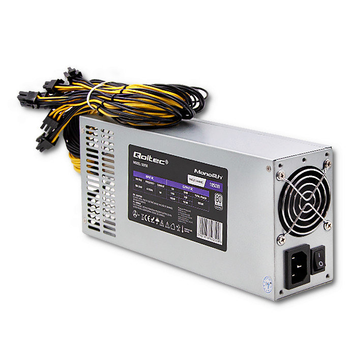 Qoltec Zasilacz PCI-E 1850W | 80 Plus Miner | Gaming Miner 50350