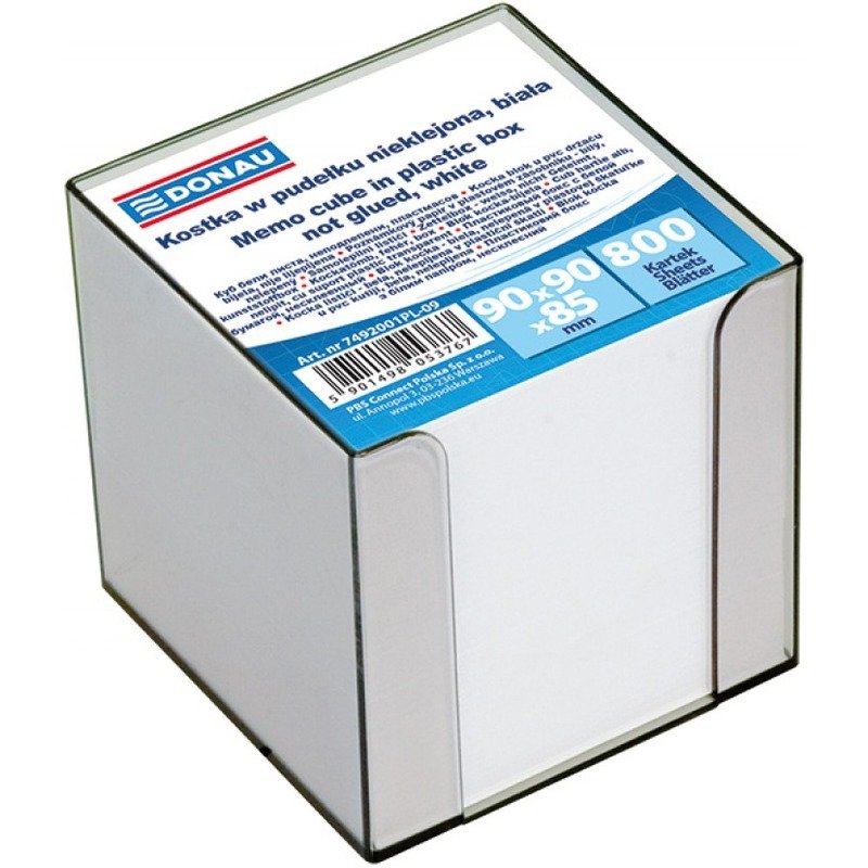 Donau KOSTKA nieklejona, w pudełku, 95x95x95mm, ok. 700 biała 7492001PL-09
