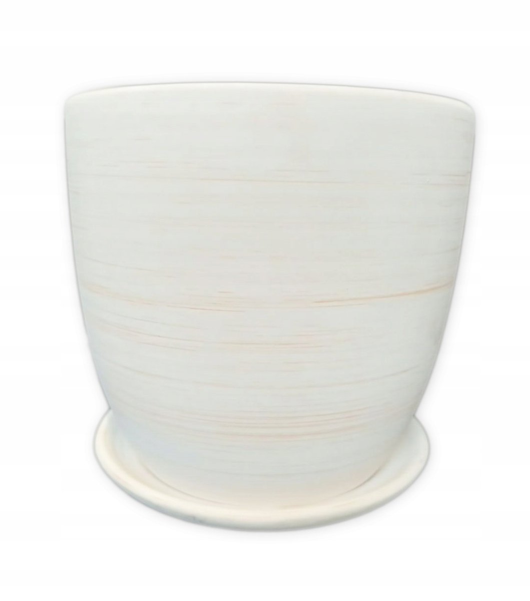Doniczka ceramiczna z podstawką biała 15 cm