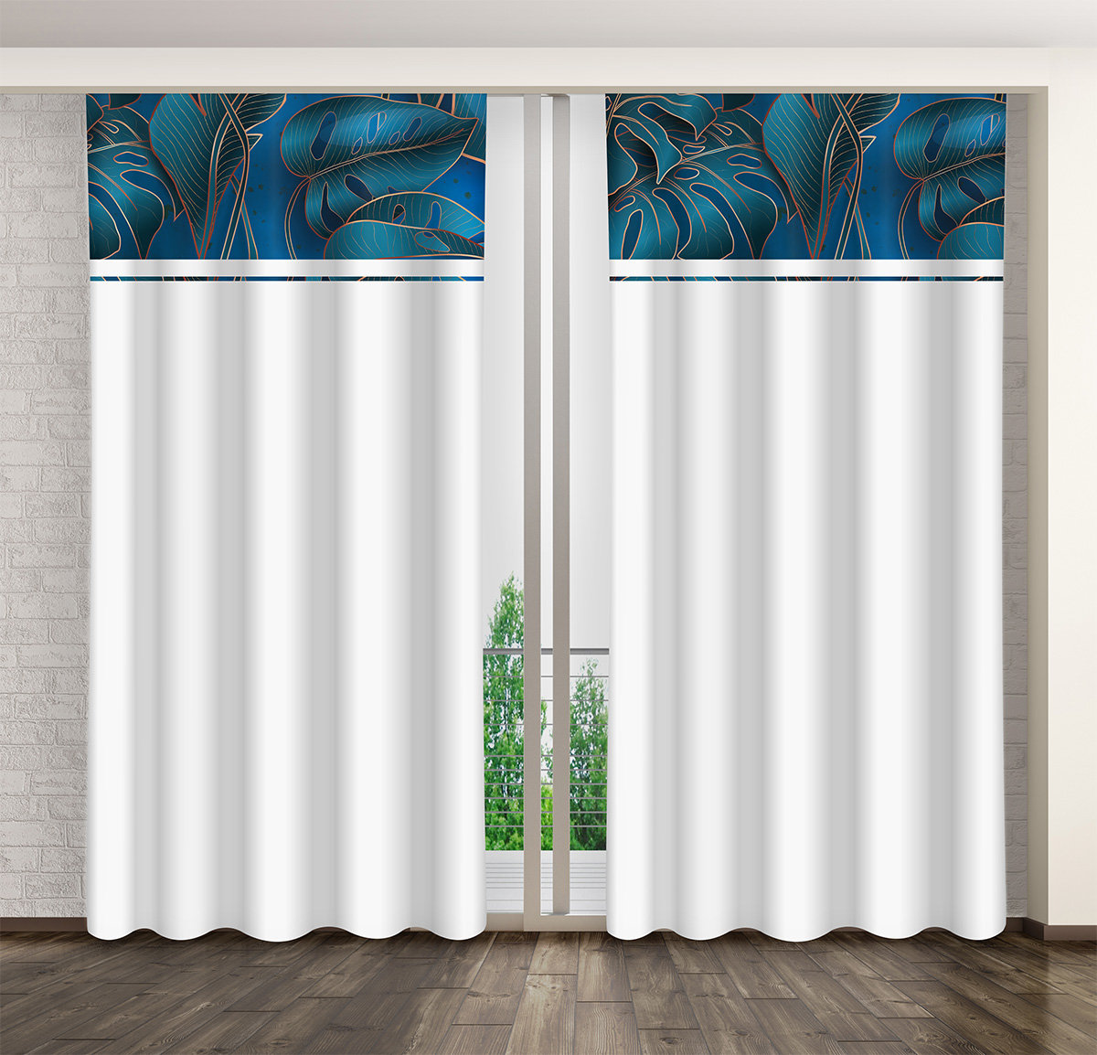 Zasłona Gotowa Na Żabki, 160X250, Biała W Liście, Zmk-083