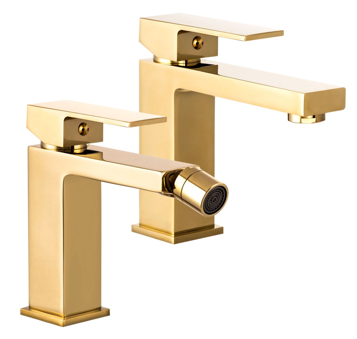 Zestaw Złoty Kran Umywalkowy Niski +Bidetowy Ister