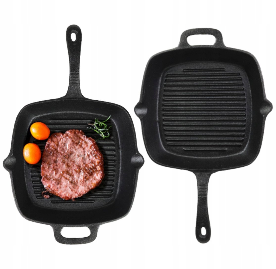 Patelnia Żeliwna Grillowa Ryflowana Gaz Indukcja