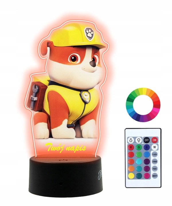Lampka Nocna z Nadrukiem 3D Led Psi Patrol Rubble