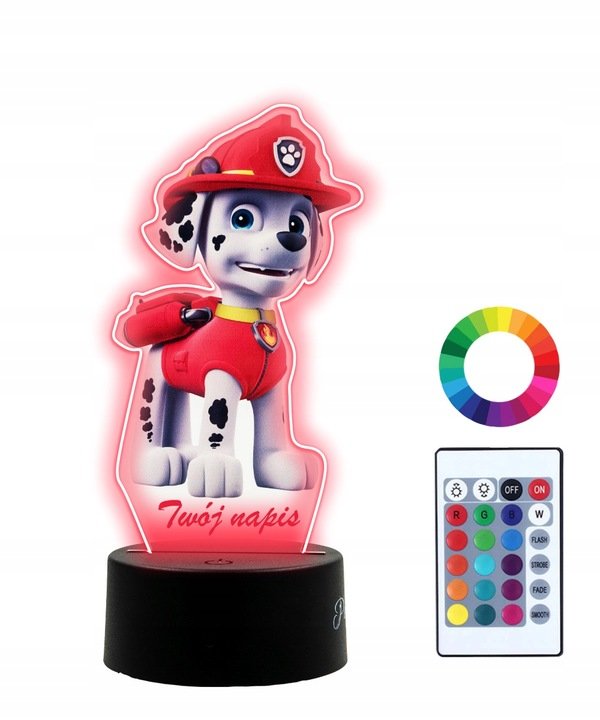 Lampka Nocna z Nadrukiem 3Dled Psi Patrol Marshall