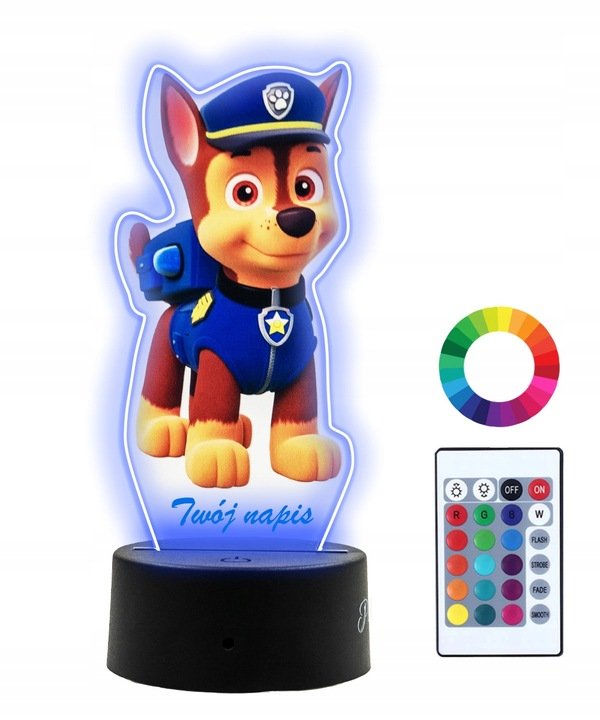 Lampka Nocna z Nadrukiem 3D Led Psi Patrol Chase