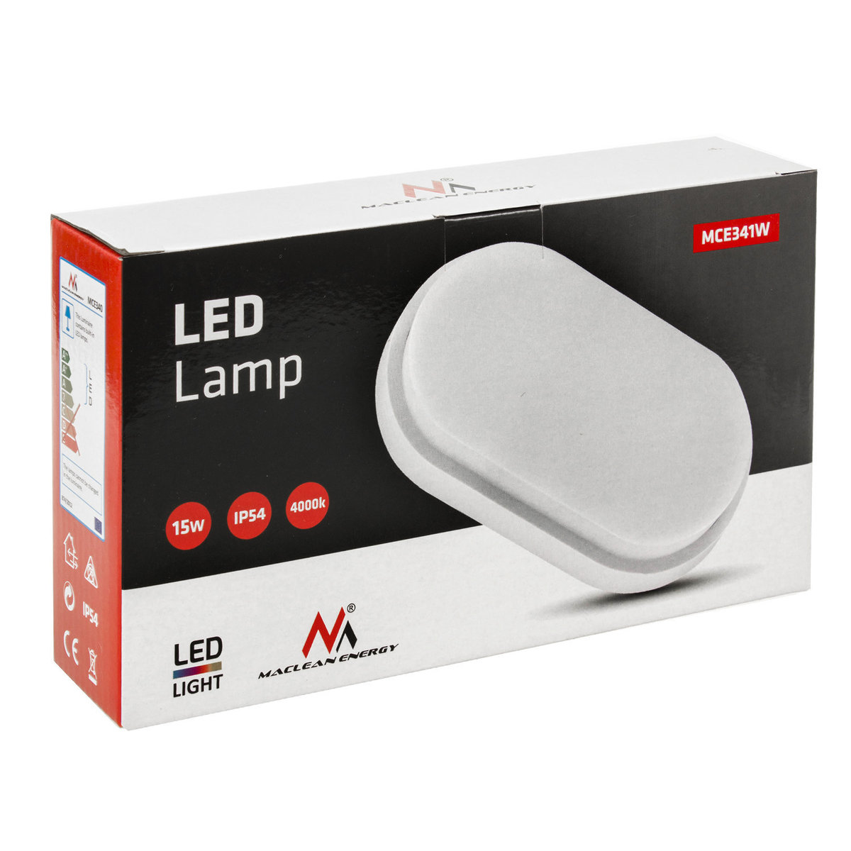 Maclean Lampa LED ścienno sufitowa MCE341 W 1100lm 15W IP54 Energy kolor biały, kolor barwowy naturalny biały (4000K)