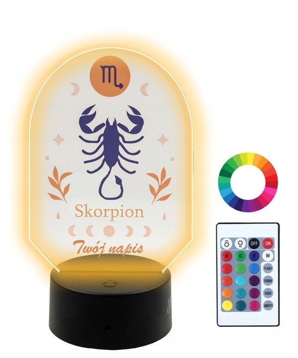 Lampka Nocna z Nadrukiem 3D Led Skorpion Prezent