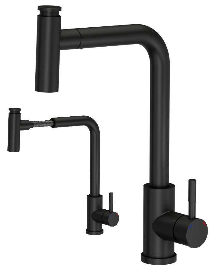 STEINER Bateria kuchenna z wyc. wyl. czarny mat MERYL 3673501BLM
