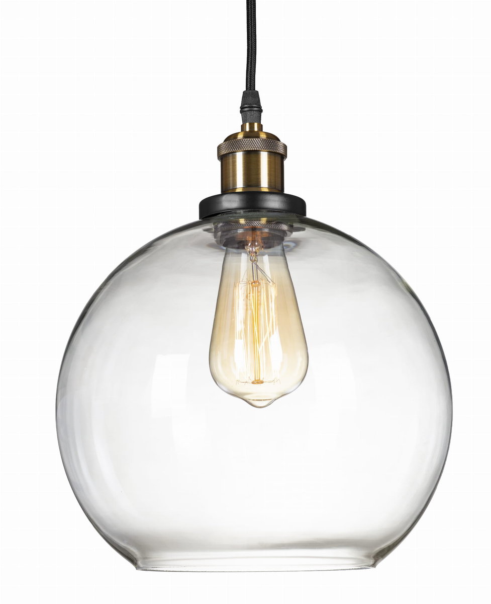 Lampa wisząca kula szklana 25cm przezroczysta