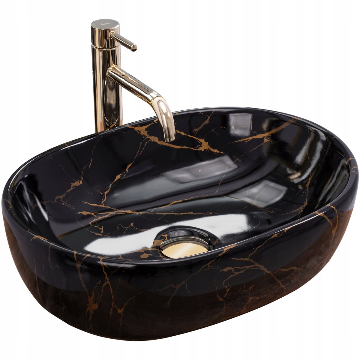 Rea Umywalka nablatowa Rea Amelia Black Marble shiny