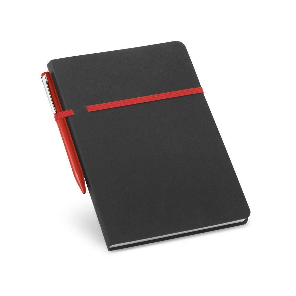 Notes A5, gładkie strony, długopis, czerwony