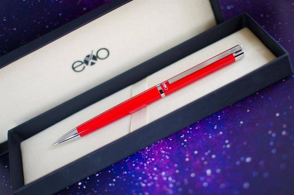 Długopis EXO Vela, czerwony, wykończenia chromowane