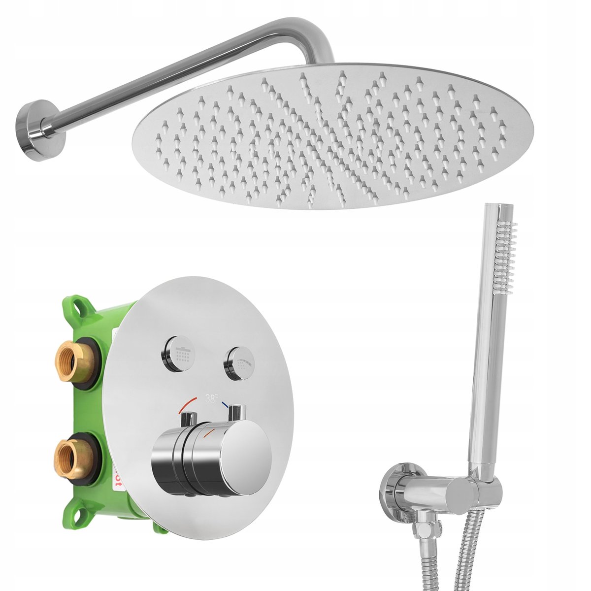 Rea Zestaw Prysznicowy Podtynkowy LUNGO MILER CHROME z termostatem + BOX