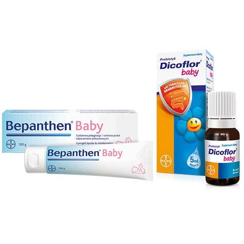 Zestaw Bepanthen Baby,100 G + Dicoflor Krople, 5Ml