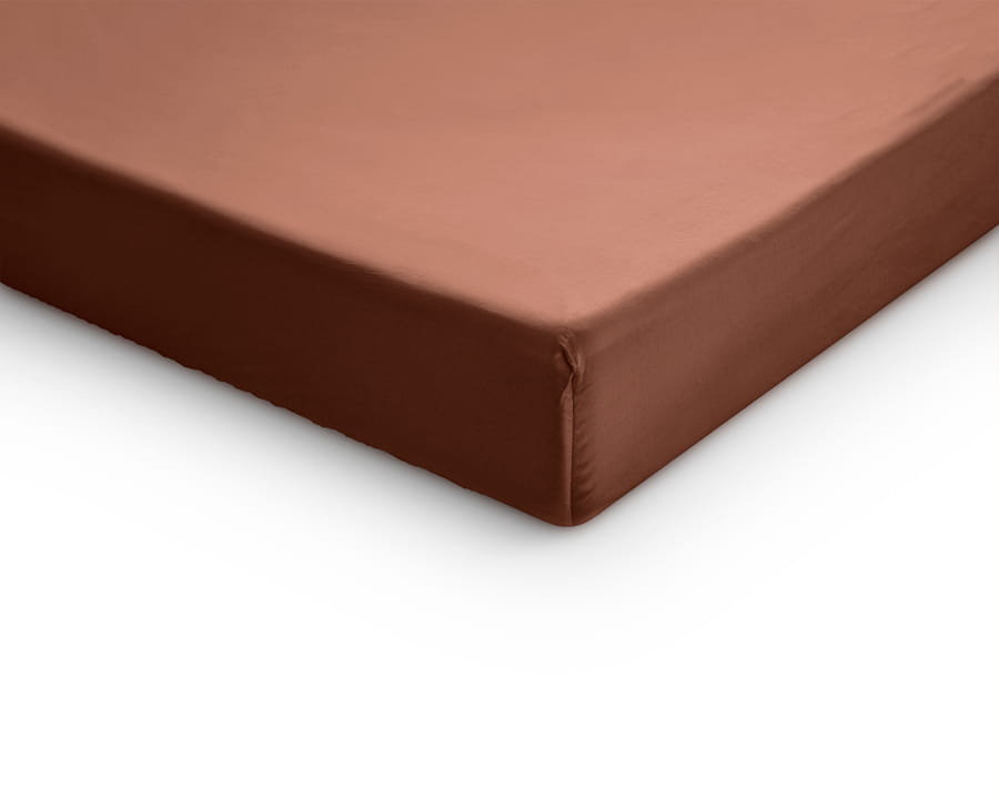 180X200 Luksusowe Prześcieradło Z Bawełny Satynowej Brąz