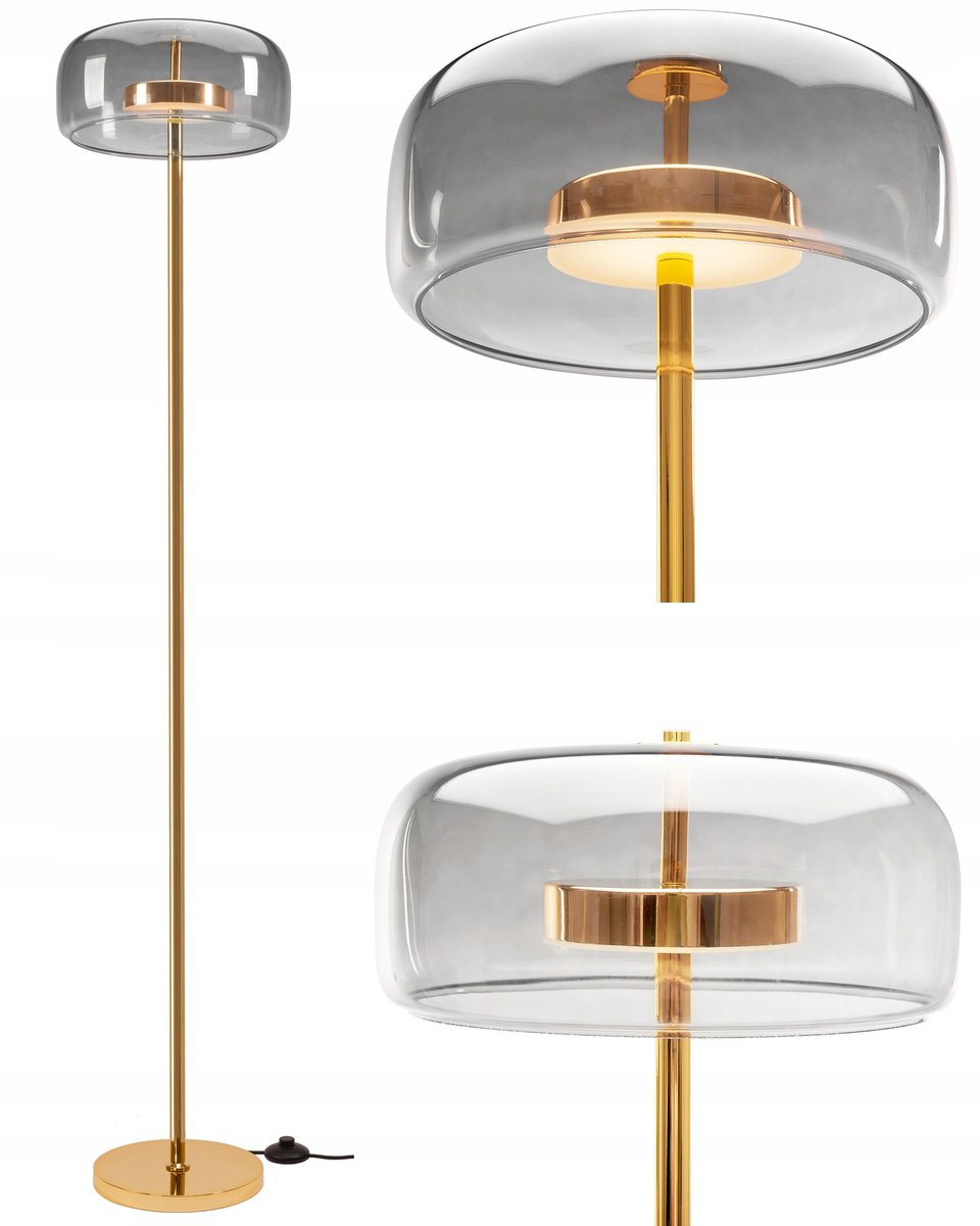 Lampa Podłogowa Stojąca Led Złota