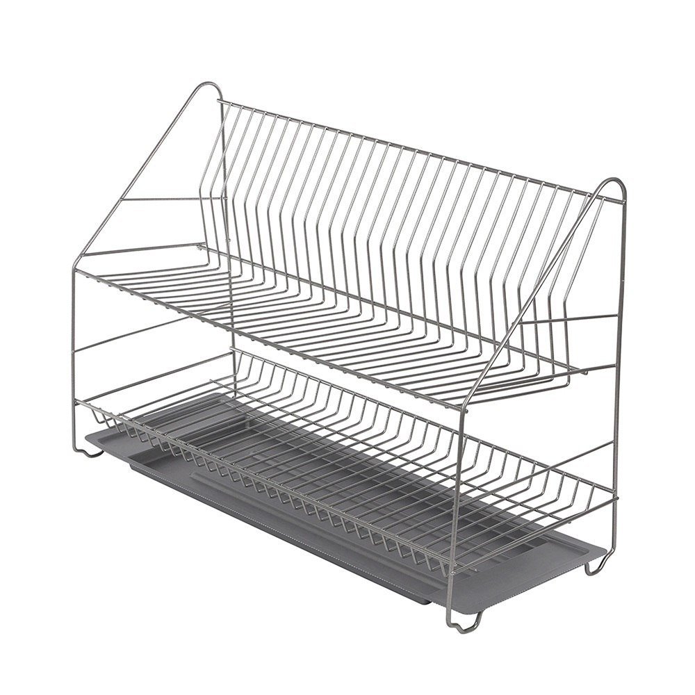 Altom SUSZARKA DO NACZYŃ 2-POZIOMOWA 60CM SREBRNA Z TACKĄ 5906551041071