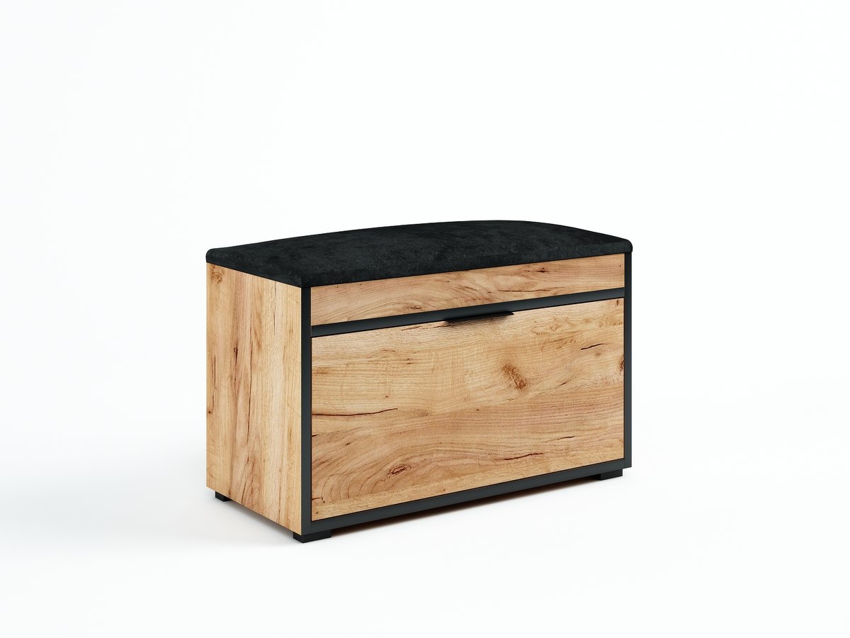 Szafka Na Buty Z Siedziskiem Fala 1C Dąb Złoty/Czarne