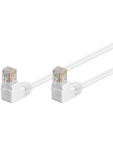 CAT 5eKabel łączący 1x 90° pod kątem,U/UTP, biały - Długość kabla 10 m