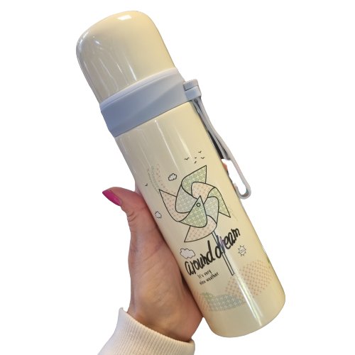 Termos Z Silikonowym Uchwytem Biały 500 Ml