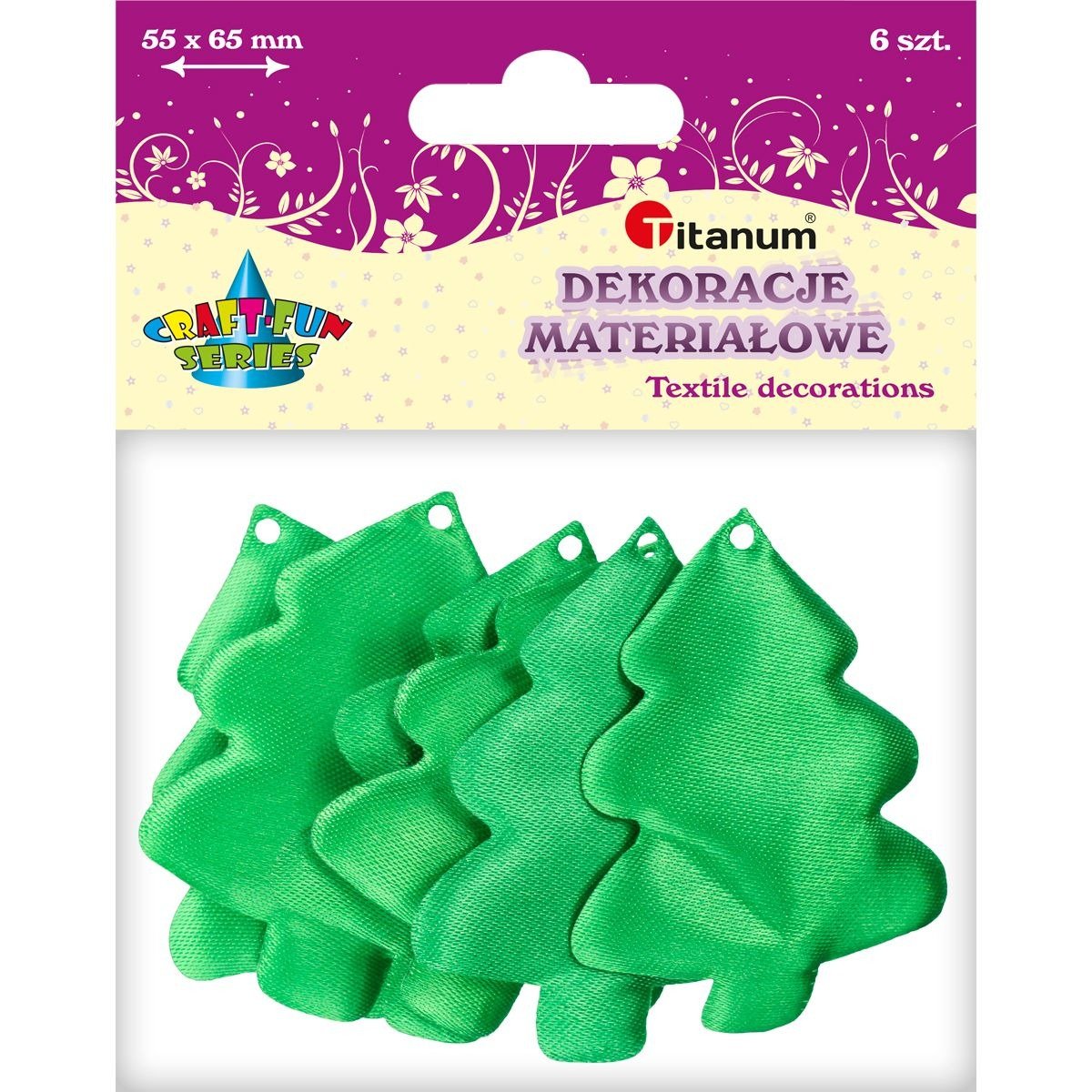 TITANUM Choinki materiałowe - zielone 5,5x6,5cm "6szt