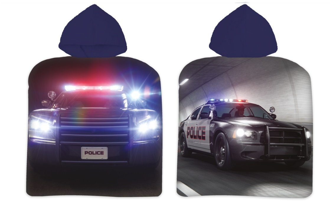 Ręcznik Ponczo Z Kapturkiem Auto Policja 50X100