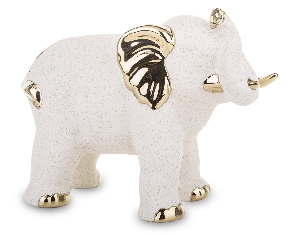 Figurka Słoń Złoty Piaskowy Ceramiczny 15X19Cm