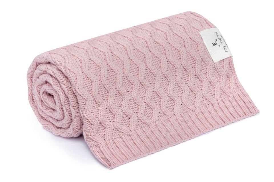 Kocyk Ze 100% Wełny Merino Powder Pink Vines - Premium Collection, My Memi