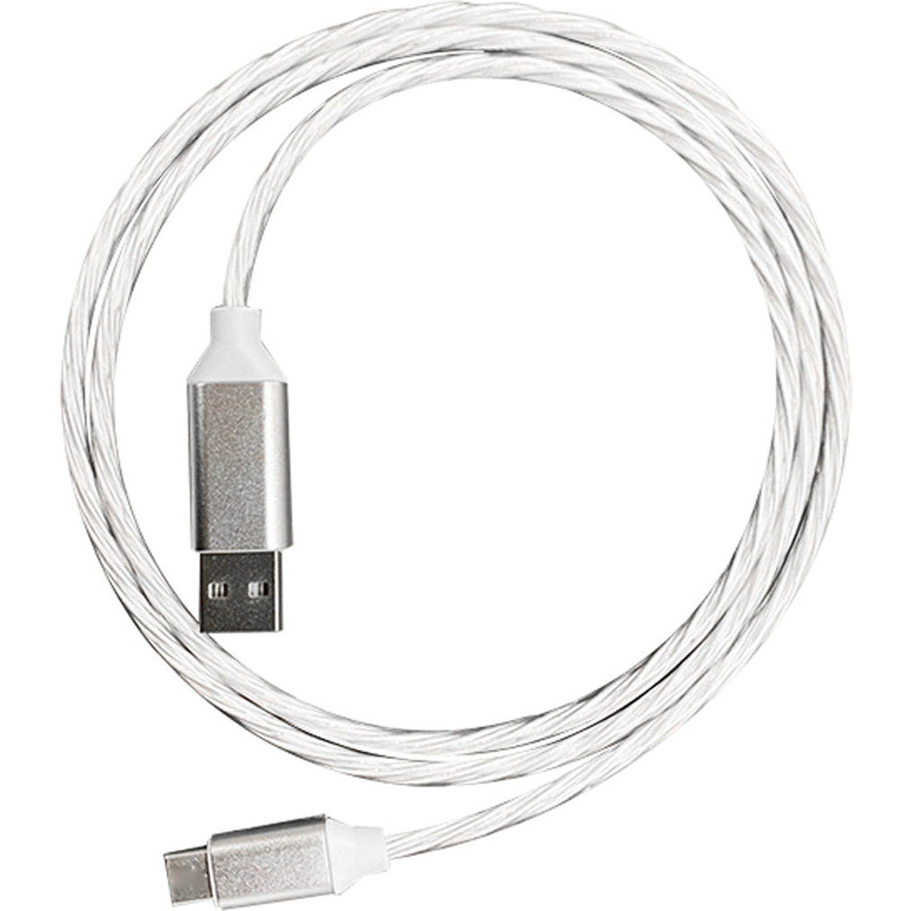 Kabel USB - USB-C PLATINET 1m 2A LED biały (45740)