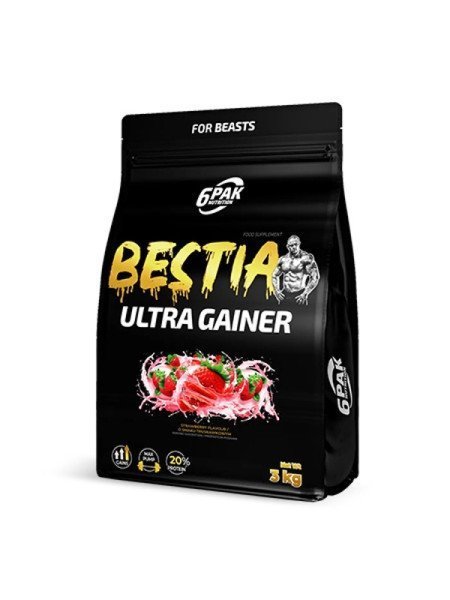 6PAK Bestia Ultra Gainer 3000 g Strawberry (5902811814201)