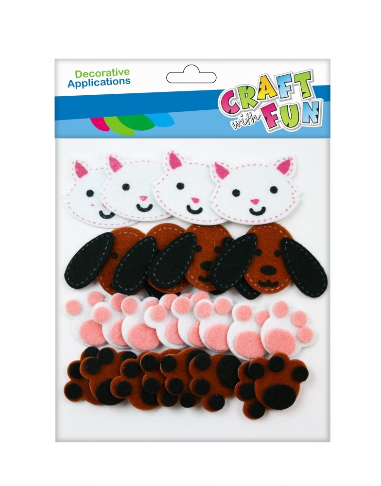 Craft with Fun Ozdoba dekoracyjna Filc Kotek samoprzylepna 24szt Mix 12/288