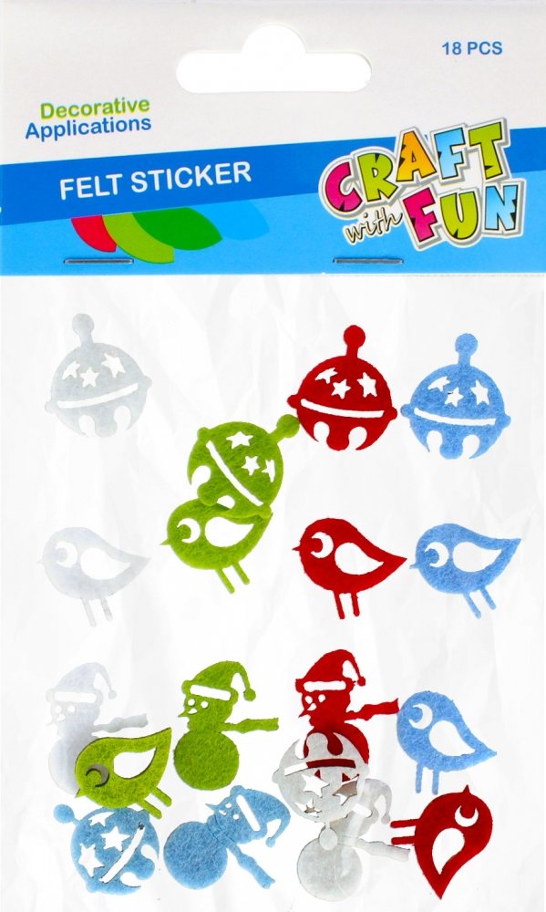 Craft with Fun Ozdoba filcowa samoprzylepna Mikołaj 18 szt.