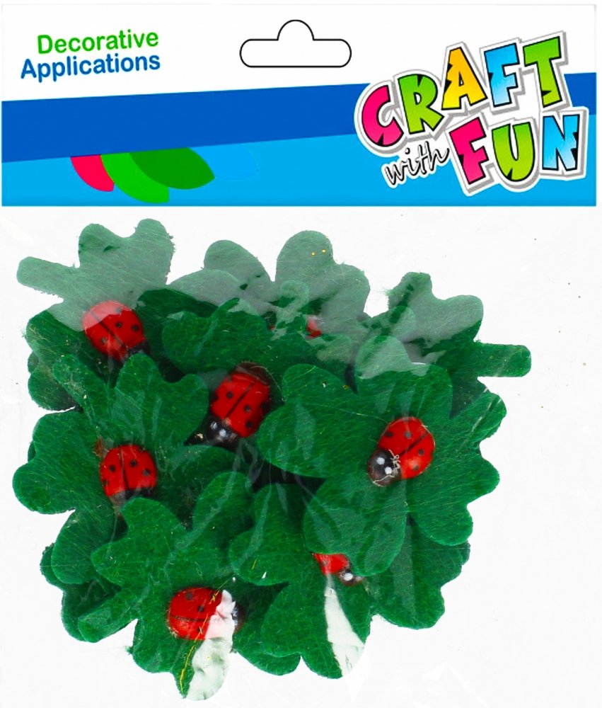 Craft with Fun Ozdoba filcowa samoprzylepna biedronka/liść 12 szt.