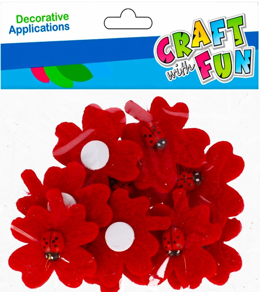 Craft with Fun Ozdoba filcowa samoprzylepna biedronka 12 szt.