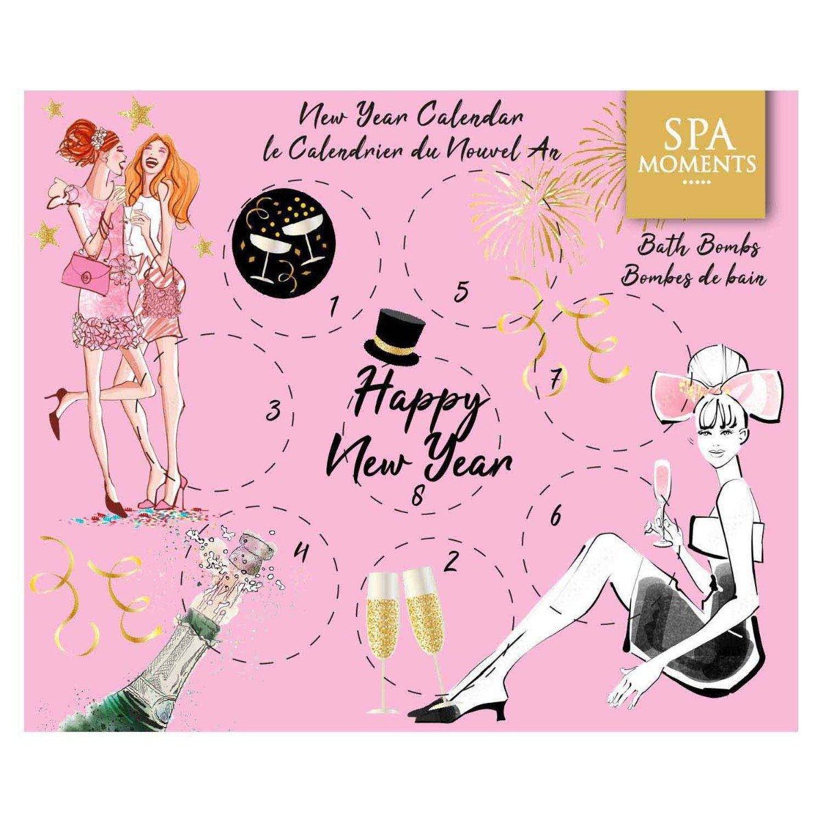 Spa Moments, Pink Prosecco, Zestaw musujących kul do kąpieli,  8x50 g