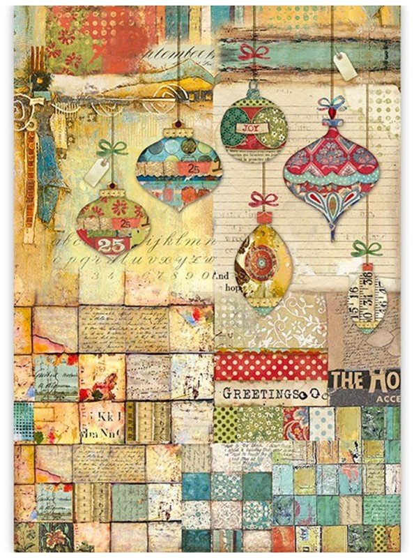 Papier Ryżowy A3 Make A Wish – Patchwork Bombki, Stamperia