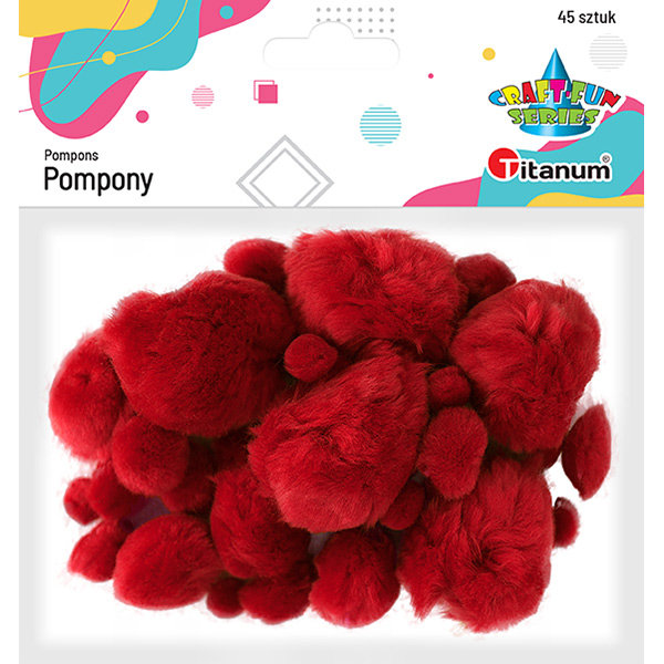 Titanum Pompony akrylowe czerwone 45szt.