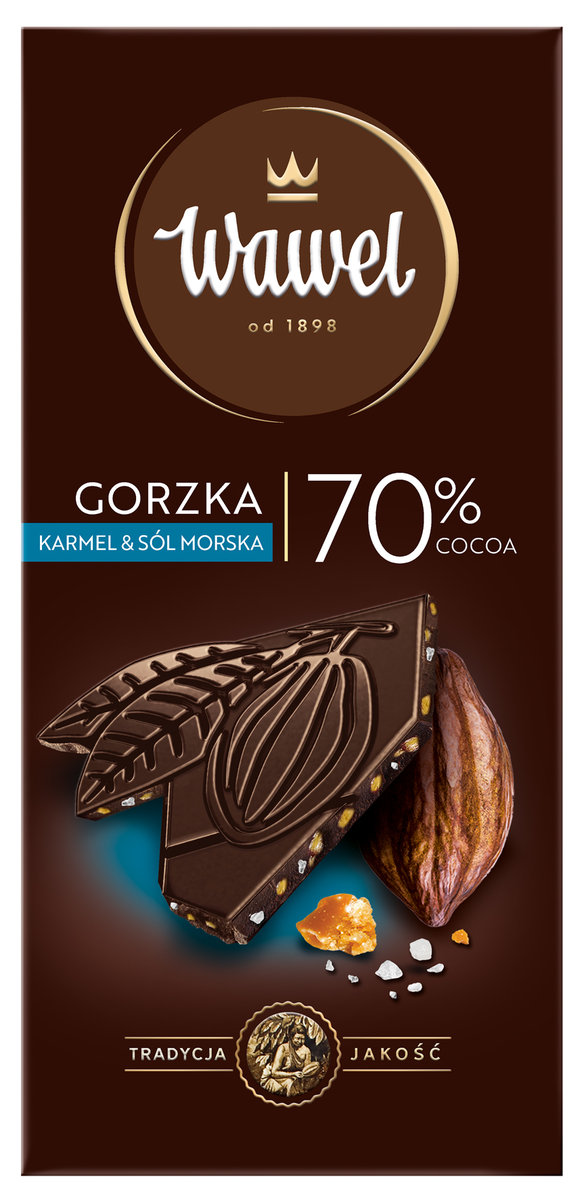 Czekolada gorzka Premium 70% kakao Karmel i sól morska Wawel 100g