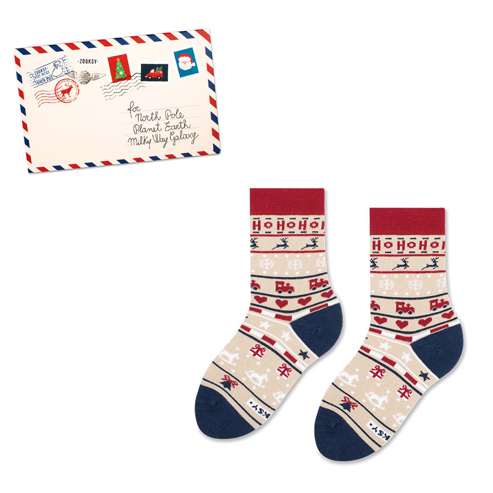 Zooksy, skarpetki w świąteczny motyw dla dzieci w pudełku, r. 30/35, 1 para - CHRISTMAS LETTER
