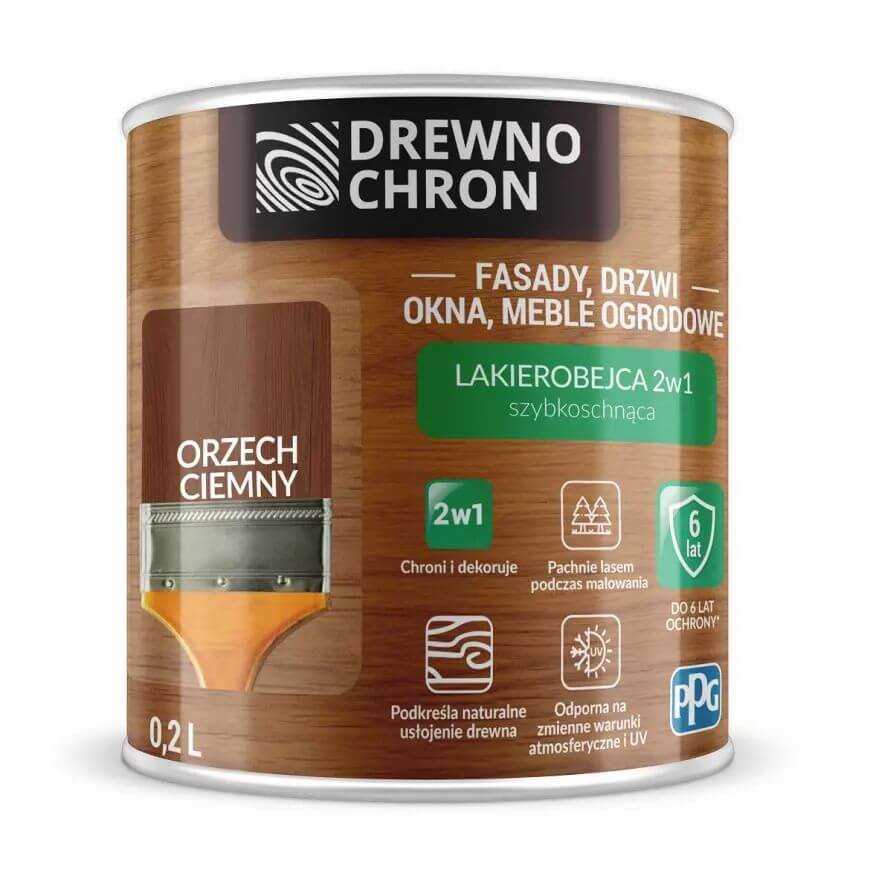 Lakierobejca 2 W 1 Orzech Ciemny 0,2L Drewnochron