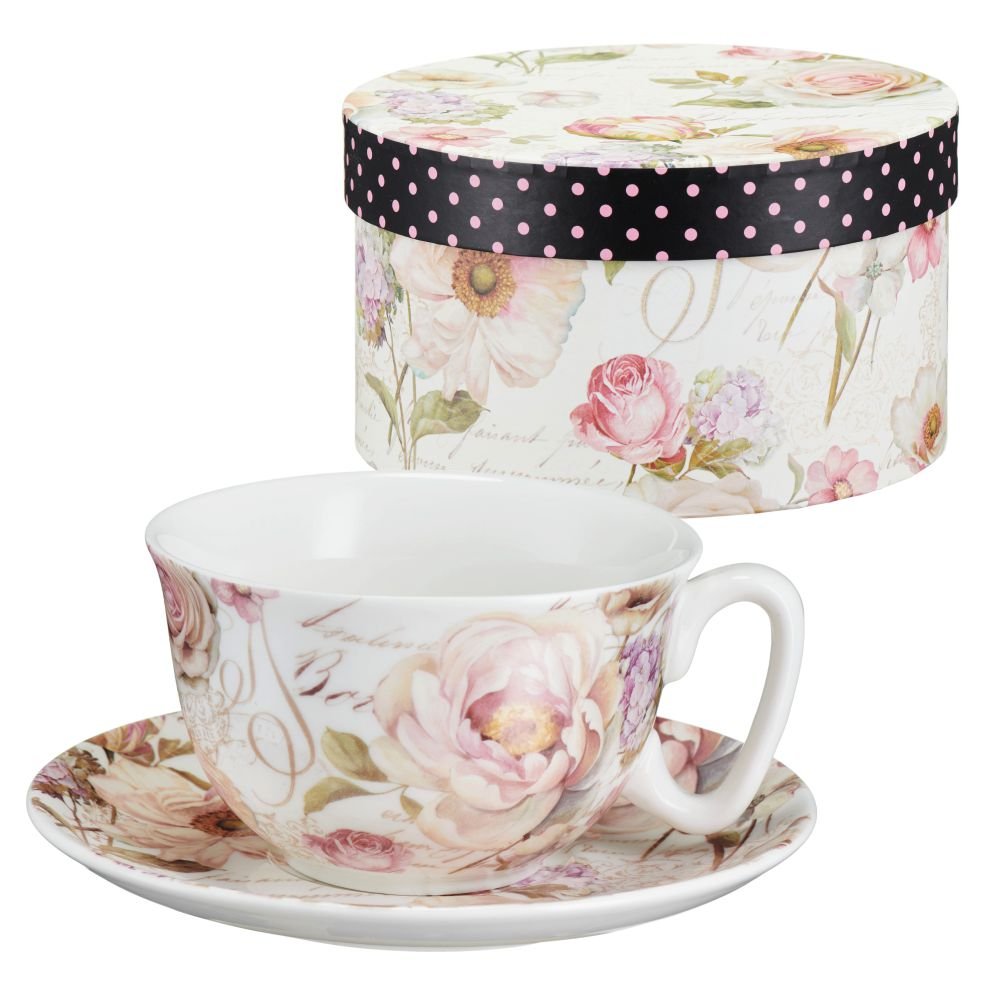 Filiżanka Porcelanowa 300 Ml Ze Spodkiem Peony Villa Italia