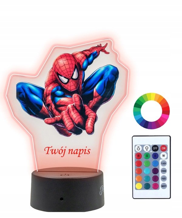 Lampka Nocna Z Nadrukiem 3D Led Spiderman Prezent