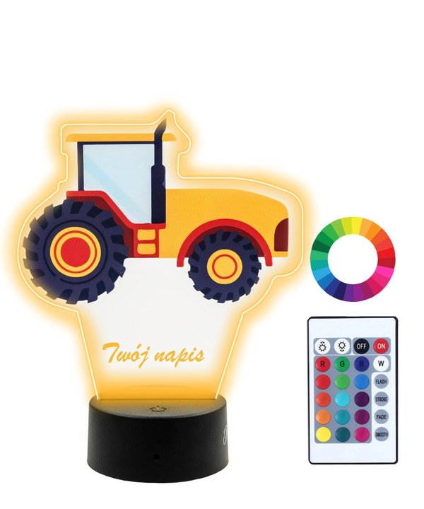 Lampka Nocna Z Nadrukiem 3D Led Traktor Prezent